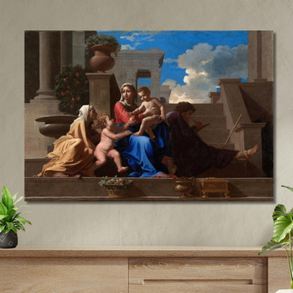 La Sacra Famiglia Sui Gradini Nicolas Poussin nps40 quadro stampato su tela