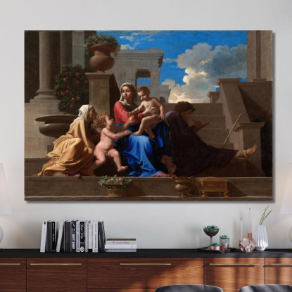 La Sacra Famiglia Sui Gradini Nicolas Poussin nps40 quadro stampato su tela