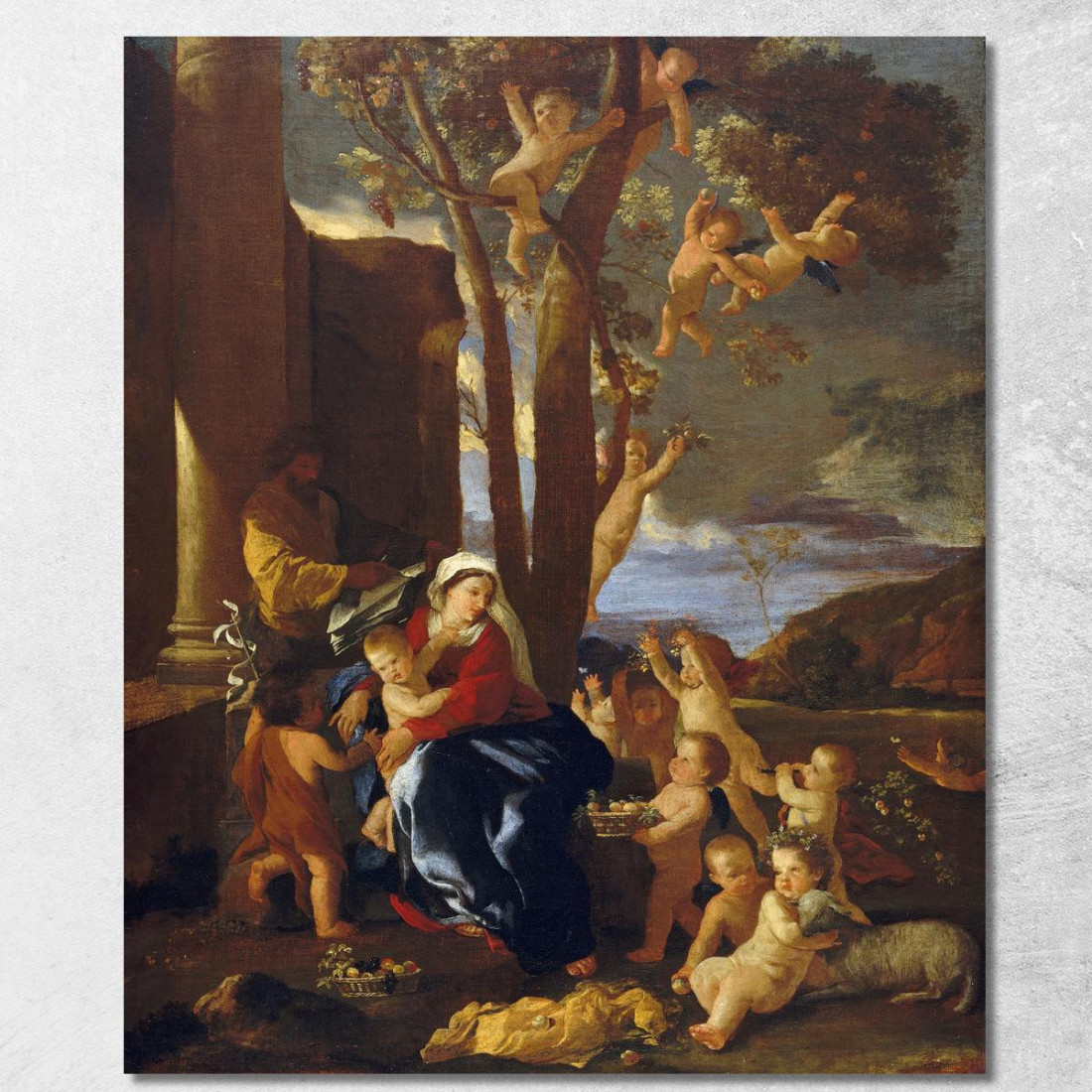 La Sacra Famiglia Con San Giovanni Battista Nicolas Poussin nps41 quadro stampato su tela La Sacra Famiglia Con San Giovanni Battista Nicolas Poussin nps41 quadro stampato su tela
