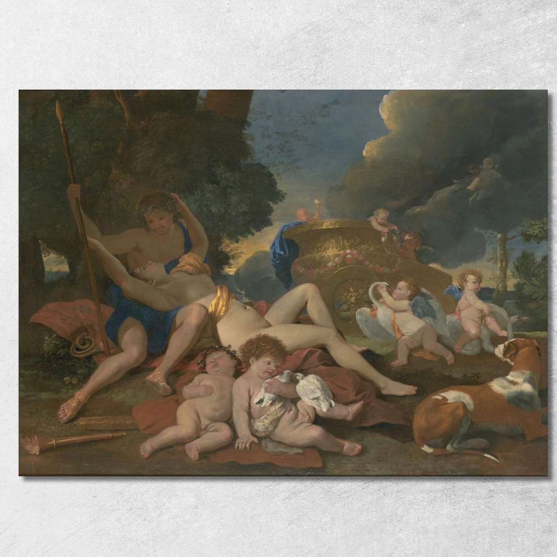 Venere E Adone Nicolas Poussin nps48 quadro stampato su tela Venere E Adone Nicolas Poussin nps48 quadro stampato su tela
