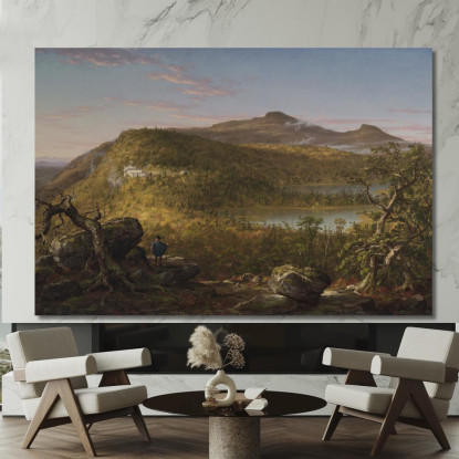 Una Veduta Dei Due Laghi E Della Mountain House: Monti Catskill Mattina Thomas Cole tcl3 quadro stampato su tela