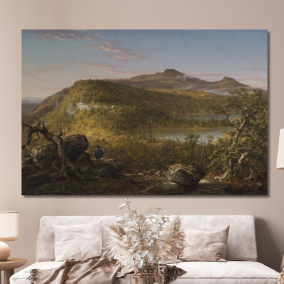 Una Veduta Dei Due Laghi E Della Mountain House: Monti Catskill Mattina Thomas Cole tcl3 quadro stampato su tela