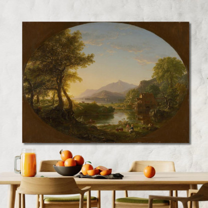 Il Mulino: Tramonto Thomas Cole tcl39 quadro stampato su tela