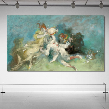 Pierrot E Colombina Jules Chéret jch92 quadro stampato su tela