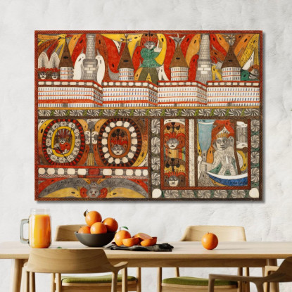 L'Orribile Incendio Gigante Della Madre - Granaio - Est - Muro - Sala Della Città Gigante Adolf Wölfli awl13 quadro stampato su
