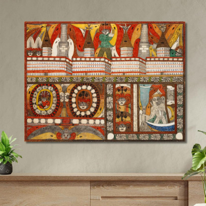 L'Orribile Incendio Gigante Della Madre - Granaio - Est - Muro - Sala Della Città Gigante Adolf Wölfli awl13 quadro stampato su