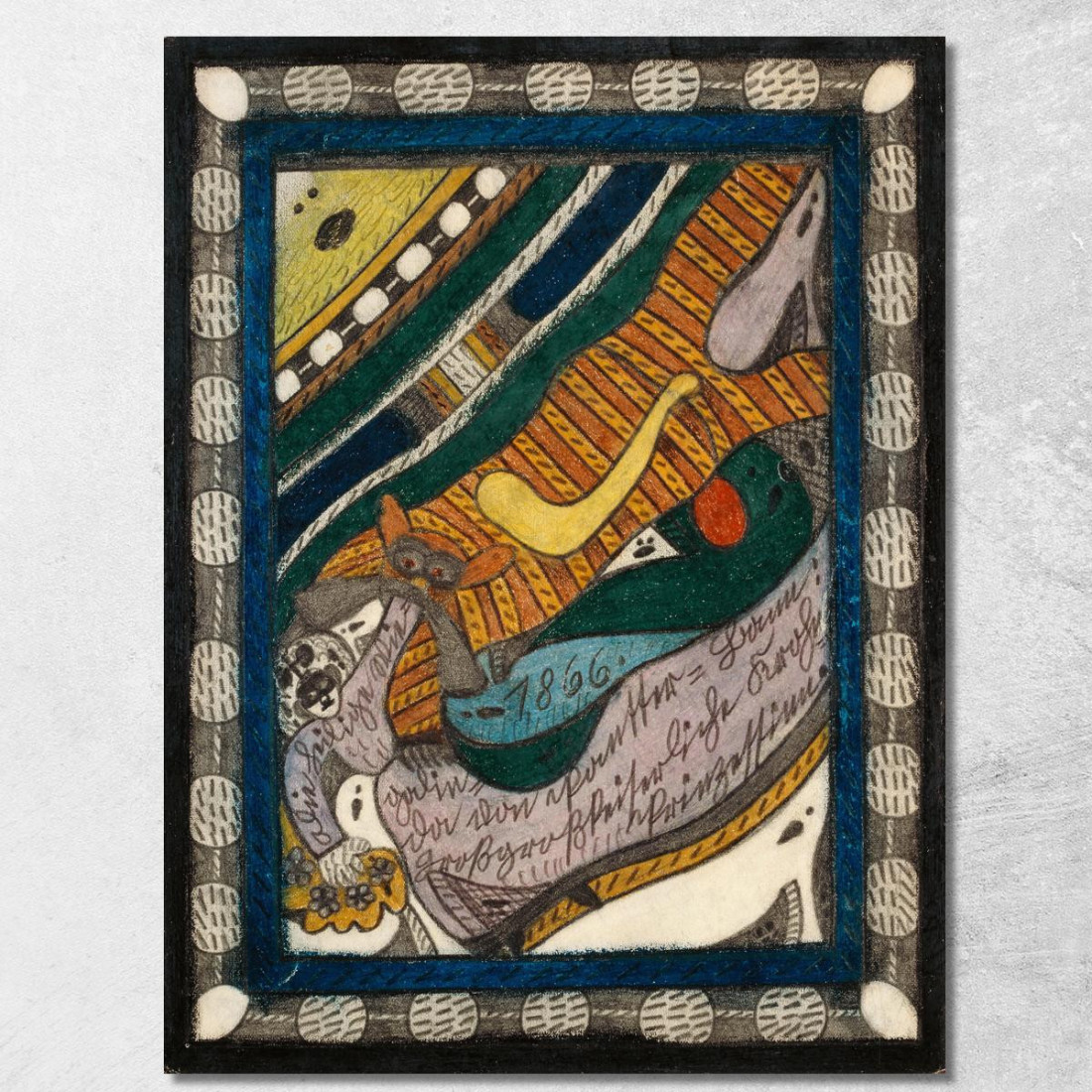 La Santa Wiegalinda Di Pantter - Bann Adolf Wölfli awl15 quadro stampato su tela La Santa Wiegalinda Di Pantter - Bann Adolf Wölfli awl15 quadro stampato su tela