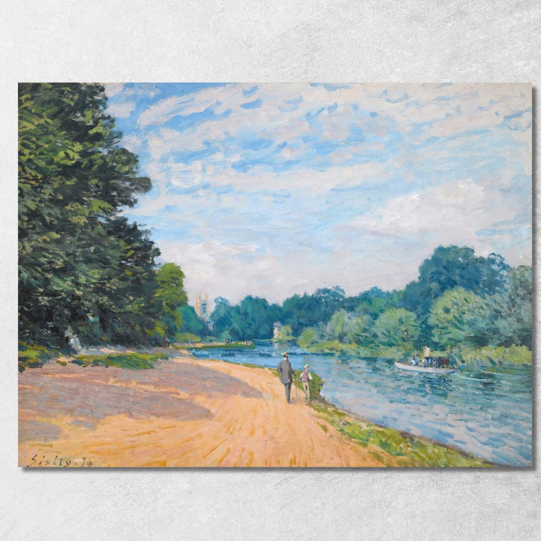 Il Tamigi Con La Chiesa Di Hampton Alfred Sisley asi35 quadro stampato su tela