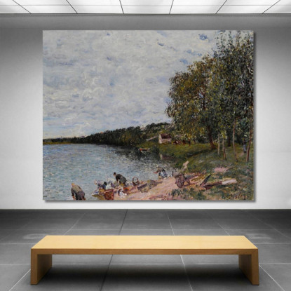 Lavandaie Vicino A Champagne Alfred Sisley asi38 quadro stampato su tela