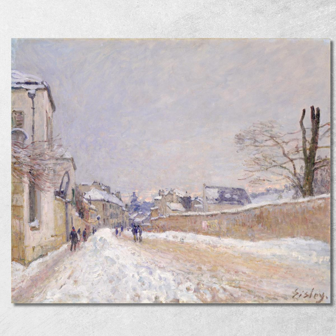 Rue Eugène Moussoir A Moret Inverno Alfred Sisley asi67 quadro stampato su tela