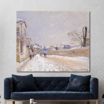 Rue Eugène Moussoir A Moret Inverno Alfred Sisley asi67 quadro stampato su tela