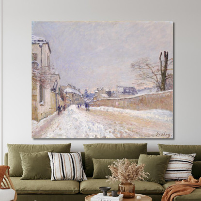 Rue Eugène Moussoir A Moret Inverno Alfred Sisley asi67 quadro stampato su tela