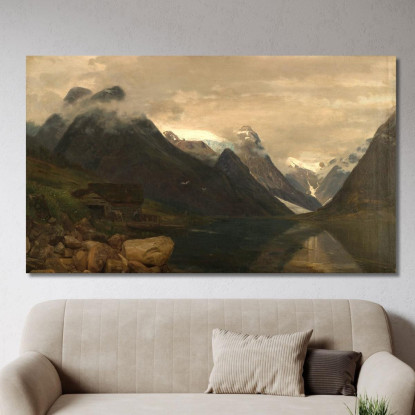 Montagne Di Fjærland Sogn Amaldus Nielsen ani46 quadro stampato su tela