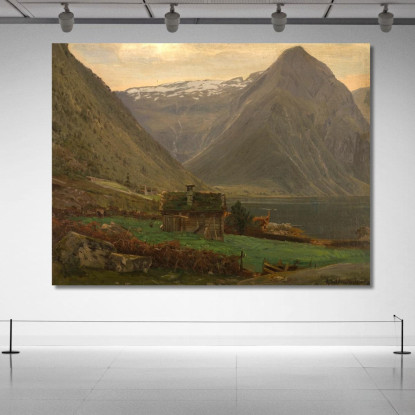 Da Æsefjord Balestrand Amaldus Nielsen ani107 quadro stampato su tela