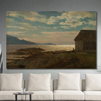 Da Ølvestranden Hardanger Amaldus Nielsen ani108 quadro stampato su tela