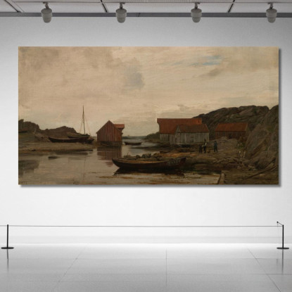 Tempo Piovoso Skudeneshavn Amaldus Nielsen ani127 quadro stampato su tela