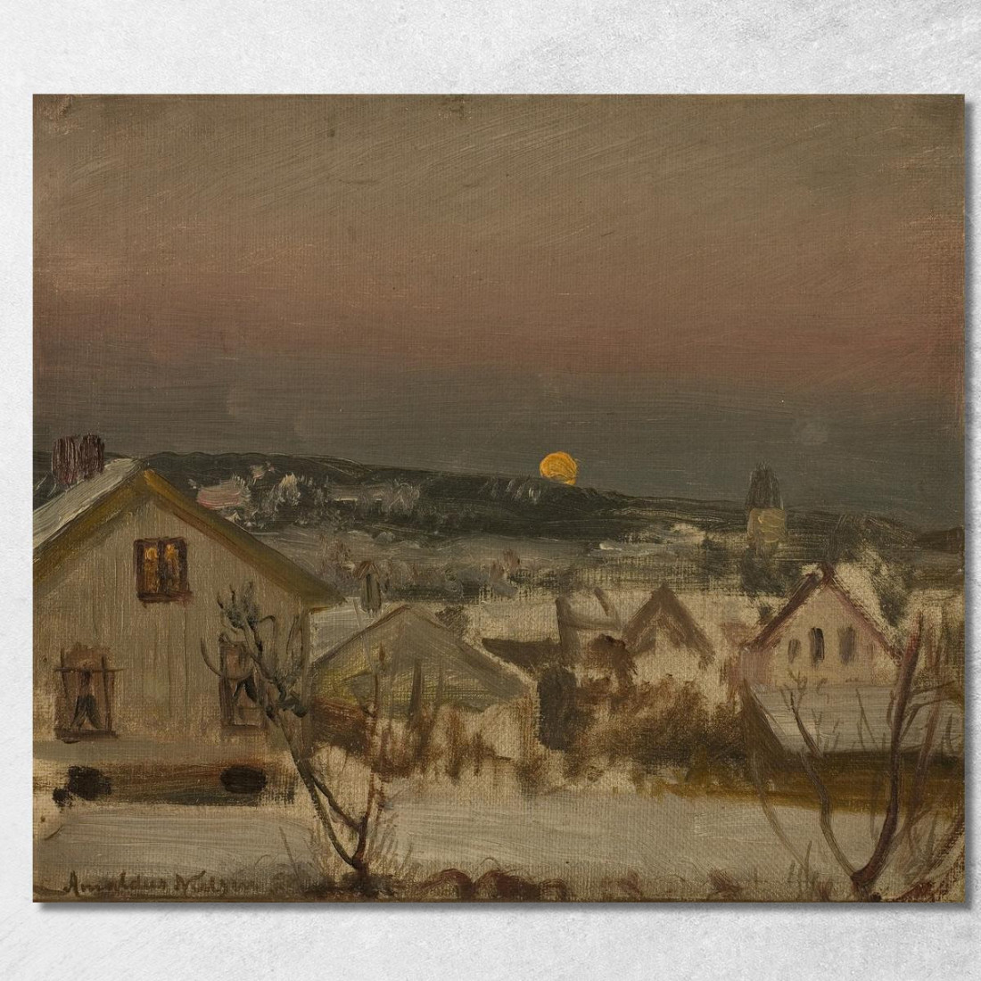 Sera D'Inverno Dalla Finestra Dello Studio Amaldus Nielsen ani231 quadro stampato su tela Sera D'Inverno Dalla Finestra Dello Studio Amaldus Nielsen ani231 quadro stampato su tela