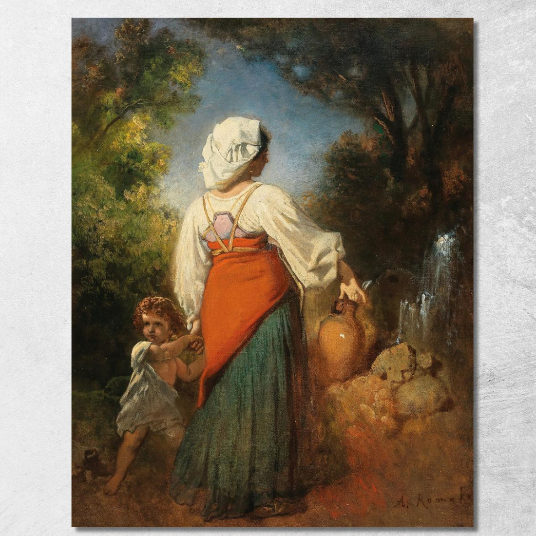 Italiana Con Bambino Presso Una Fontana Anton Romako arm30 quadro stampato su tela Italiana Con Bambino Presso Una Fontana Anton Romako arm30 quadro stampato su tela