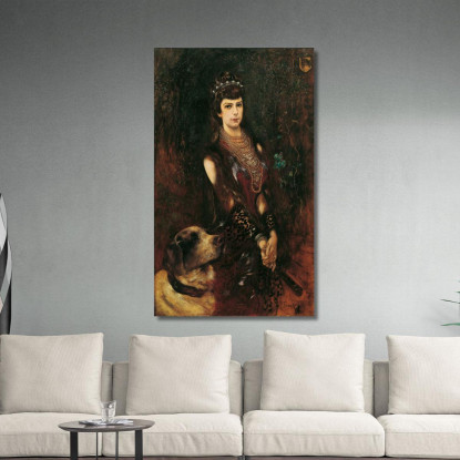 L’Imperatrice Elisabetta Con Un Cane San Bernardo Anton Romako arm33 quadro stampato su tela