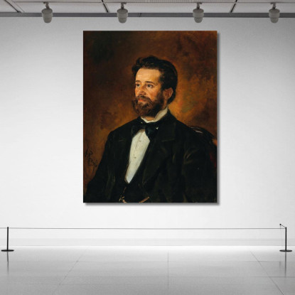 Ritratto Dell'Architetto Johann De Colle (1840-1889) Anton Romako arm45 quadro stampato su tela