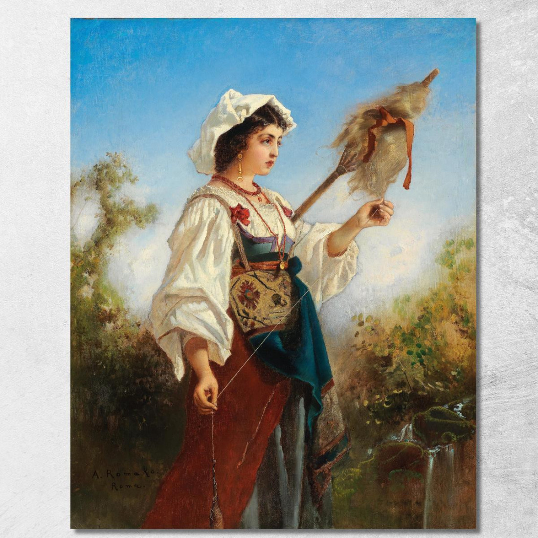 Filatrice Romana Anton Romako arm50 quadro stampato su tela Filatrice Romana Anton Romako arm50 quadro stampato su tela