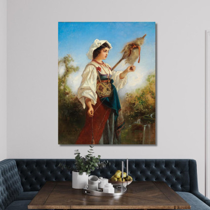 Filatrice Romana Anton Romako arm50 quadro stampato su tela