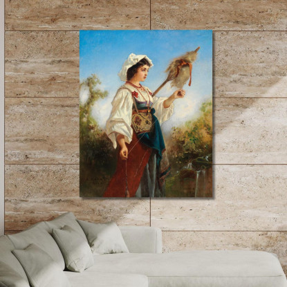 Filatrice Romana Anton Romako arm50 quadro stampato su tela