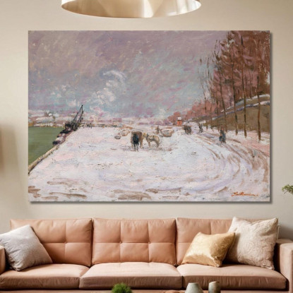 Quai Saint-Bernard Sotto La Neve Parigi Armand Guillaumin agl78 quadro stampato su tela