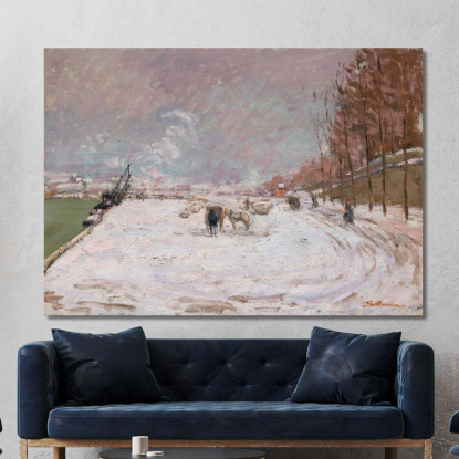 Quai Saint-Bernard Sotto La Neve Parigi Armand Guillaumin agl78 quadro stampato su tela