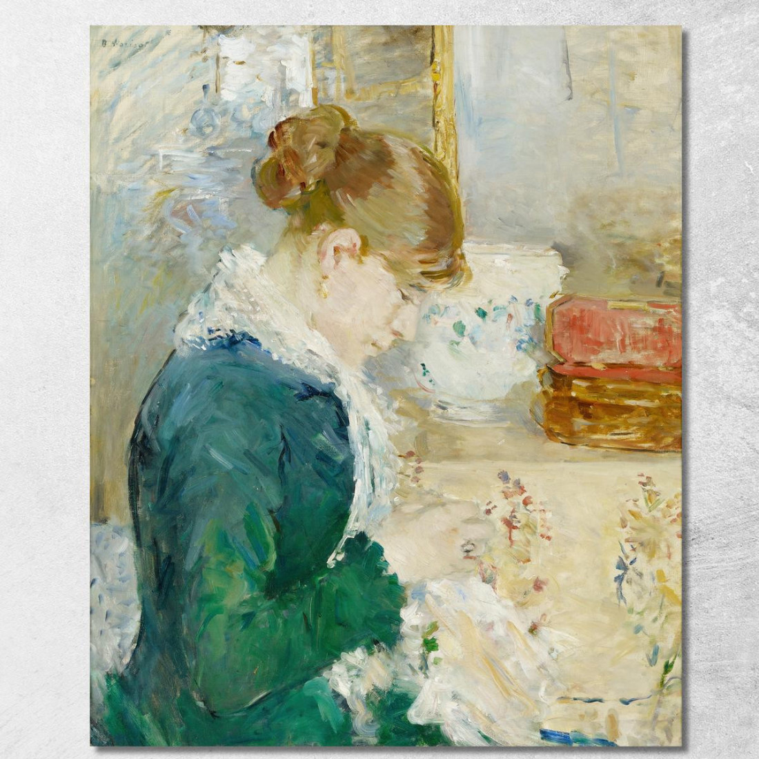 Donna Che Cuce Berthe Morisot bmr9 quadro stampato su tela Donna Che Cuce Berthe Morisot bmr9 quadro stampato su tela