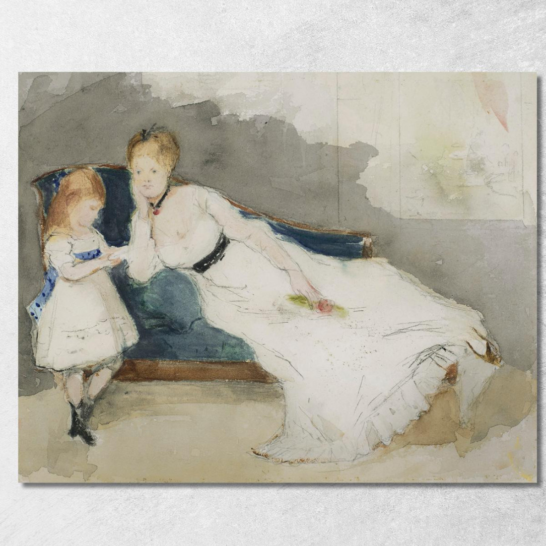 Madame Gobillard E Sua Figlia Paule Berthe Morisot bmr23 quadro stampato su tela Madame Gobillard E Sua Figlia Paule Berthe Morisot bmr23 quadro stampato su tela