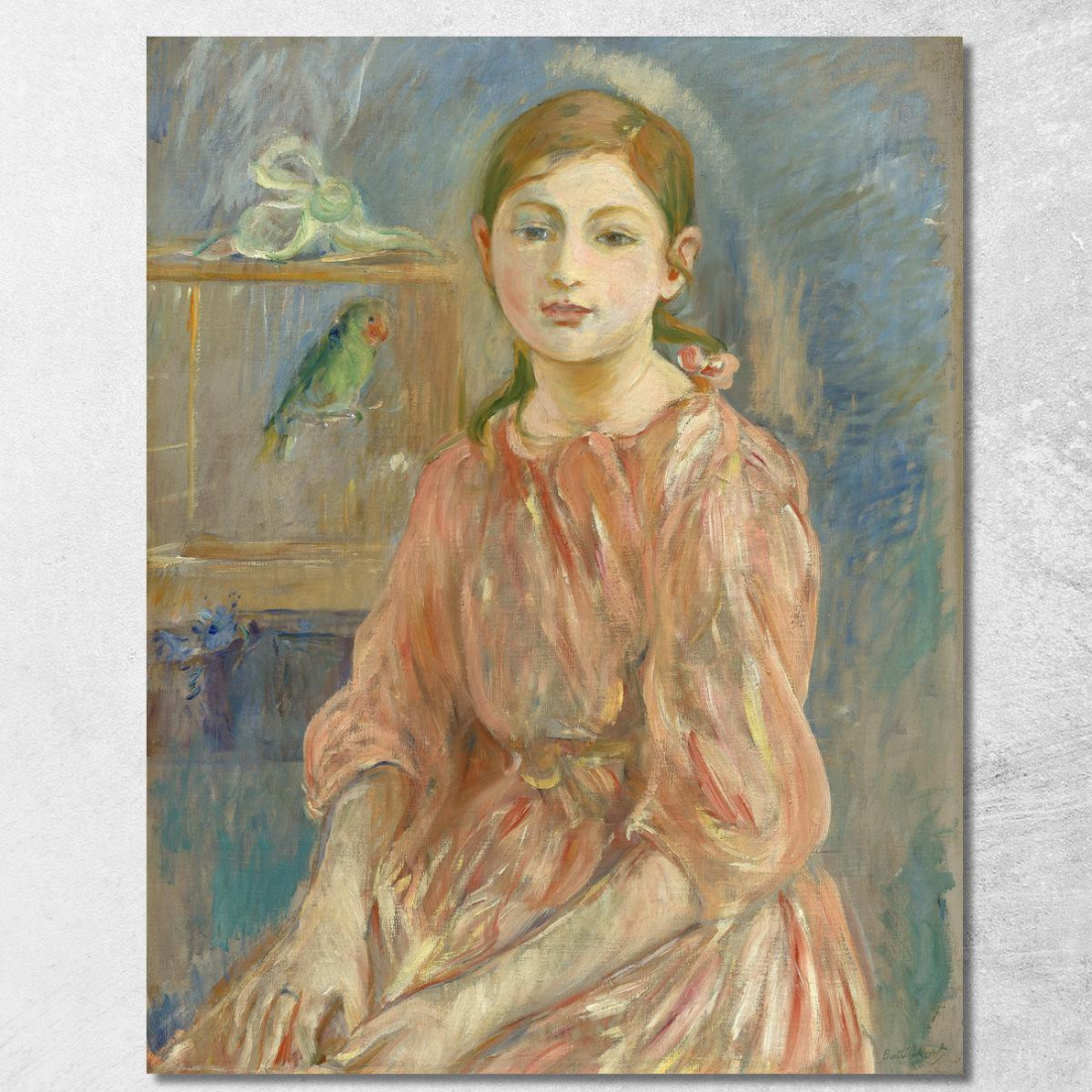 La Figlia Dell'Artista Con Un Pappagallino Berthe Morisot bmr34 quadro stampato su tela La Figlia Dell'Artista Con Un Pappagallino Berthe Morisot bmr34 quadro stampato su tela