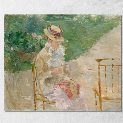 Giovane Donna Che Lavora A Maglia Berthe Morisot bmr58 quadro stampato su tela