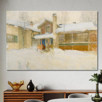 Il Mio Cottage Di Campagna In Inverno A Sundborn Carl Larsson clr38 quadro stampato su tela