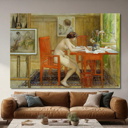 La Modella Che Scrive Una Cartolina Carl Larsson clr55 quadro stampato su tela