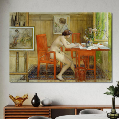 La Modella Che Scrive Una Cartolina Carl Larsson clr55 quadro stampato su tela