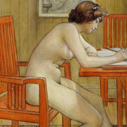 La Modella Che Scrive Una Cartolina Carl Larsson clr55 quadro stampato su tela