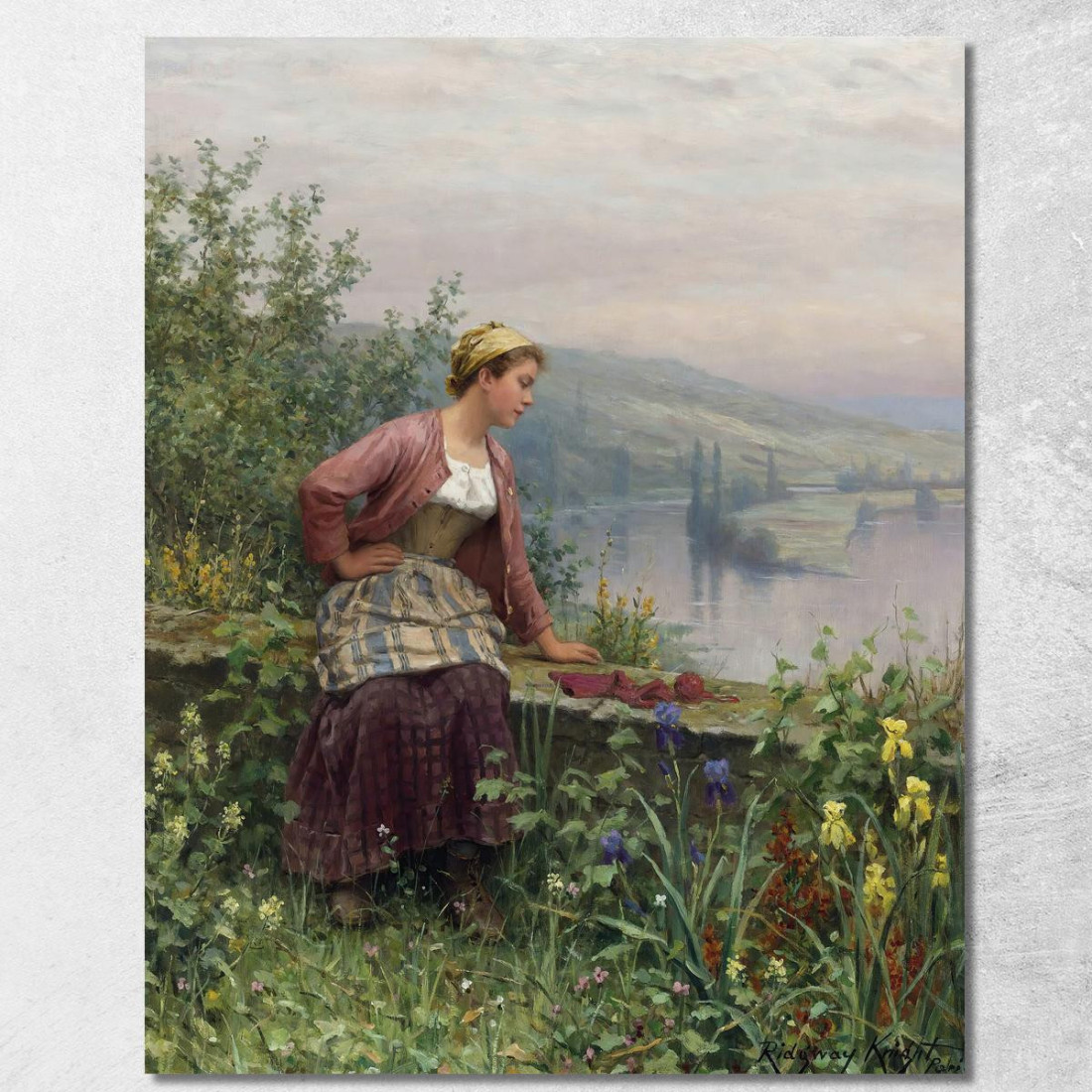 Ragazza Bretone Che Osserva Un Ruscello Daniel Ridgway Knight drk4 quadro stampato su tela Ragazza Bretone Che Osserva Un Ruscello Daniel Ridgway Knight drk4 quadro stampato su tela