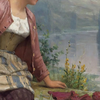 Ragazza Bretone Che Osserva Un Ruscello Daniel Ridgway Knight drk4 quadro stampato su tela