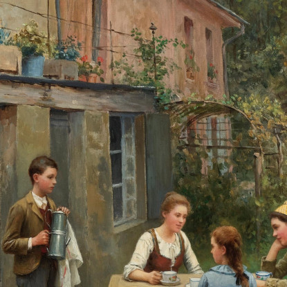 Caffè In Giardino Daniel Ridgway Knight drk7 quadro stampato su tela