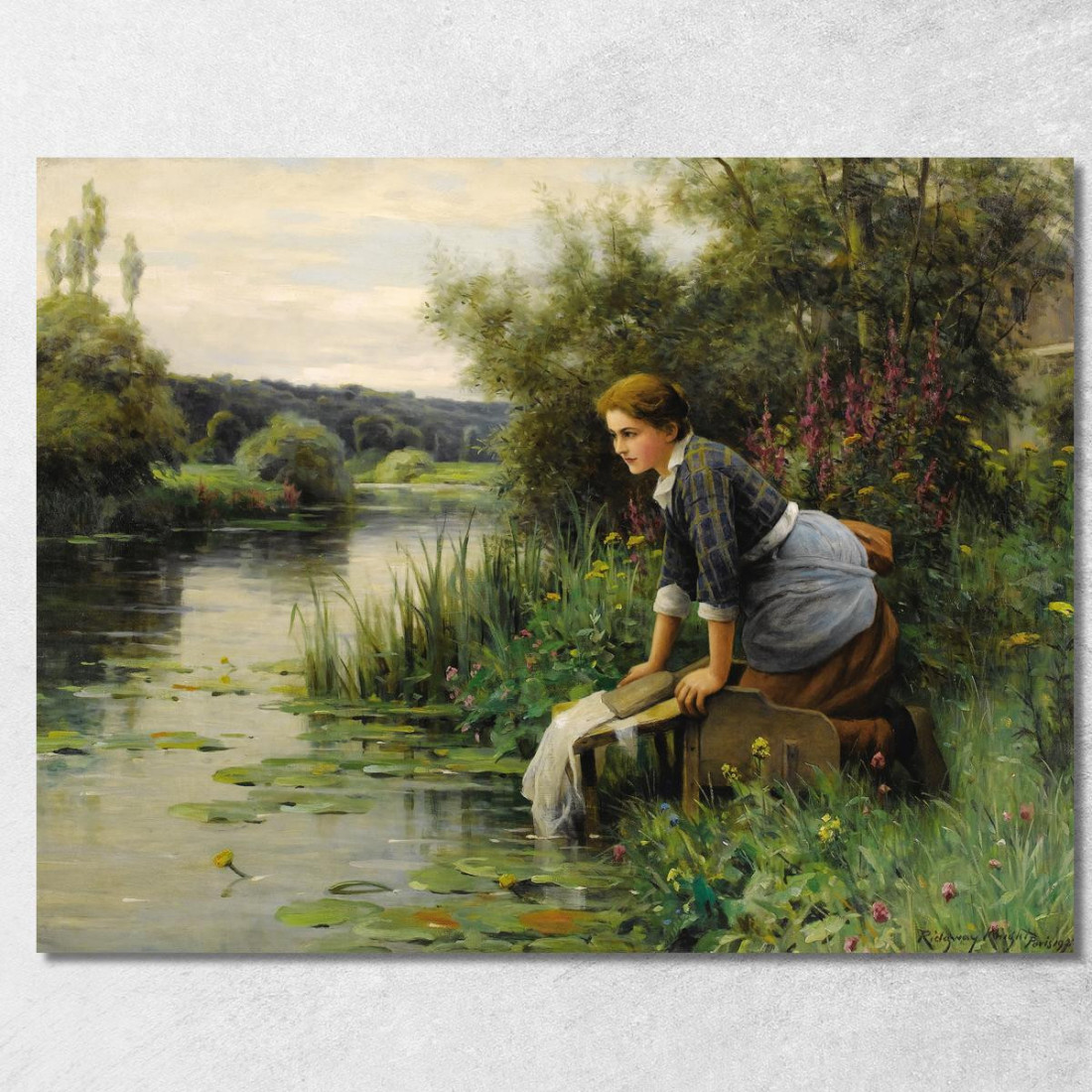 Lavandaia Sulla Riva Dell'Acqua Daniel Ridgway Knight drk15 quadro stampato su tela Lavandaia Sulla Riva Dell'Acqua Daniel Ridgway Knight drk15 quadro stampato su tela