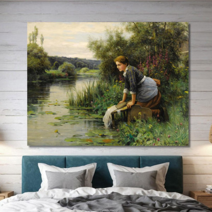 Lavandaia Sulla Riva Dell'Acqua Daniel Ridgway Knight drk15 quadro stampato su tela