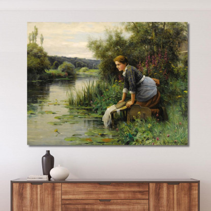 Lavandaia Sulla Riva Dell'Acqua Daniel Ridgway Knight drk15 quadro stampato su tela