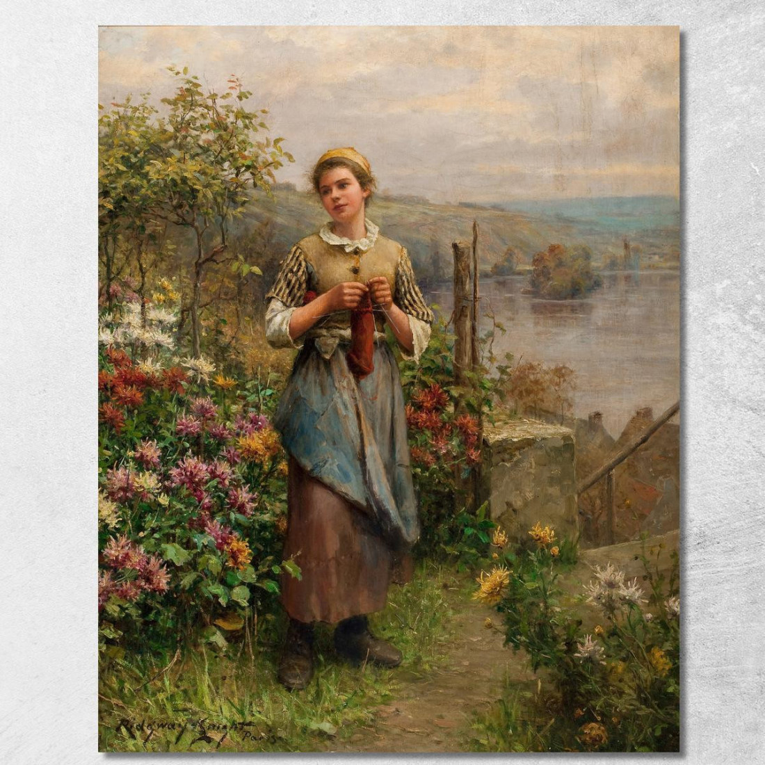 Giovane Donna Che Lavora A Maglia Daniel Ridgway Knight drk30 quadro stampato su tela Giovane Donna Che Lavora A Maglia Daniel Ridgway Knight drk30 quadro stampato su tela