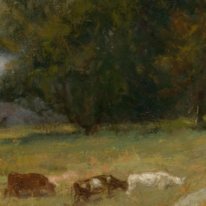 Scena Luminosa Di Bestiame Vicino Al Ruscello Edward Mitchell Bannister emb3 quadro stampato su tela