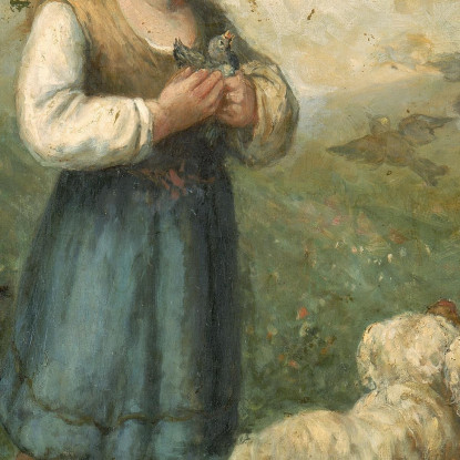 Bambino Con Uccelli E Cane Edward Mitchell Bannister emb4 quadro stampato su tela