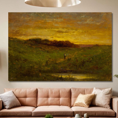 Tramonto Edward Mitchell Bannister emb32 quadro stampato su tela
