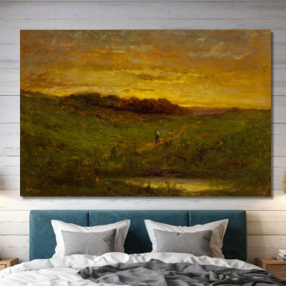 Tramonto Edward Mitchell Bannister emb32 quadro stampato su tela