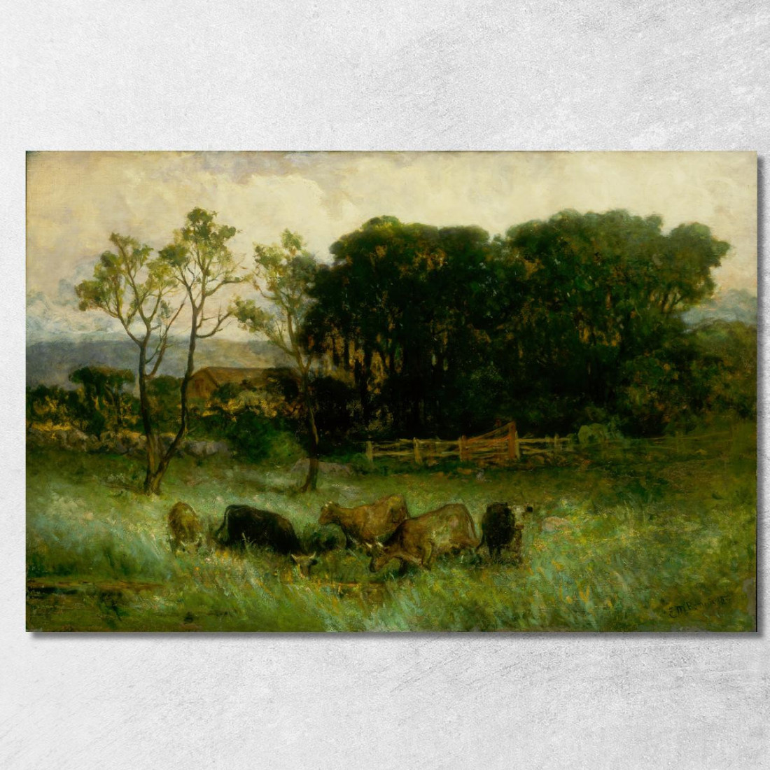 Cinque Mucche Al Pascolo Edward Mitchell Bannister emb41 quadro stampato su tela Cinque Mucche Al Pascolo Edward Mitchell Bannister emb41 quadro stampato su tela