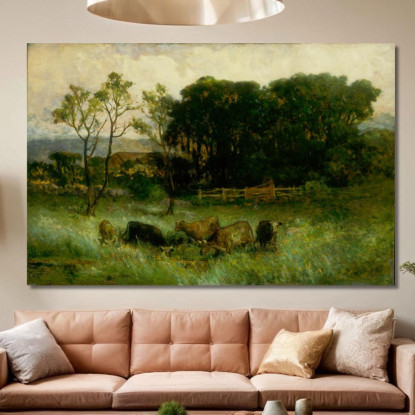 Cinque Mucche Al Pascolo Edward Mitchell Bannister emb41 quadro stampato su tela